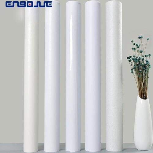 Pure White Waterproof Wallpaper Old Furniture PVC Refurbished Wall Sticker Cabinet Door Desktop Papel De Parede Mural Decoration