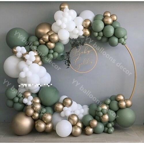 132pcsBaby ShoweR Balloon Garland Arch Kit 12Ft RETRO Green White Gold Latex Air Balloons Pack for Birthday Party Decor Supplie