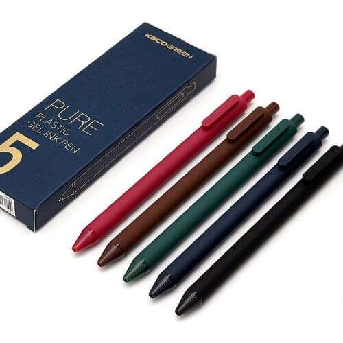 Retractable Gel Pens 0.5mm Fine Point Dark Red/green/blue/brown/ Black Retro Colored Pens for Journal 5pcs/box