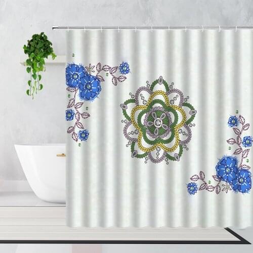 Bohemian Ethnic Style Shower Curtains Mandala Flowers Home Decor Background Hanging Cloth Bathroom Bath Curtain With Hook Screen