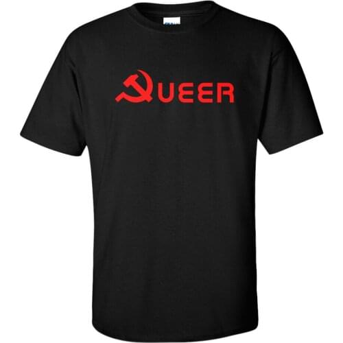 Queer Gay Lesbian T-Shirt Unisex Tee Flag Rainbow Pride Protest Lgbt Trans Ussr Tees ManS Op Neck Designer Casual Fitted Shirts