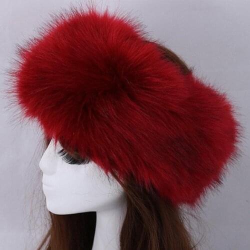 Fur Hat for Women Natural Tick Fluffy Fox Fur Hat Headband Russian Winter Thick Warm Ears Fashion Bomber Hat