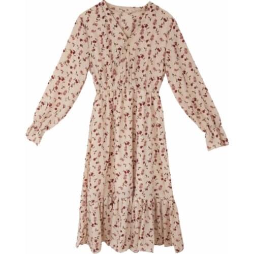 Autumn Casual Women Long Sleeve V Neck Drawstring Tie Loose Beach Party Midi Dress