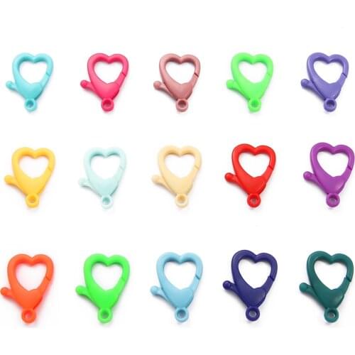 10Pcs Heart Plastic lobster Clasp Fashion Women Key Chain Accesorias Charm Handbag Keyring Wholesale