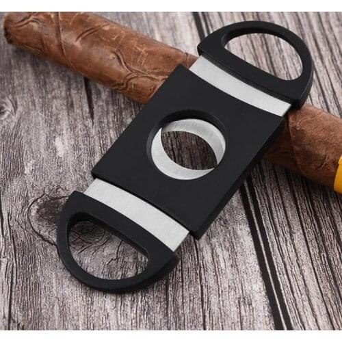 1000pcs Pocket Plastic Stainless Steel Double Blades Cigar Cutter Knife Scissors Tobacco Black New#37105