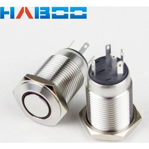 16mm Metal Switch Momentary Latching Push Button Auto Reset Illuminated On-Off with Led Lighting Waterproof IP65