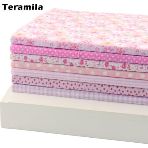 Teramila 7 Pieces Plain Cotton Fabric Patchwork Fat Quarter Bundle for Quilting Sewing Decoration Clothing Home Textile Patches