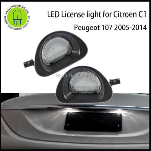 2PCS x dahosun LED License Lamp for Citroen C1 2005-2013 for Peugeot 107 2005-2014