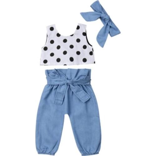 3Pcs Fashion Toddler Kids Baby Girl Crop Tops Vest + Long Pants Outfits Clothes 1-6T Fashion New Hot Sale Cotton Sleeveless