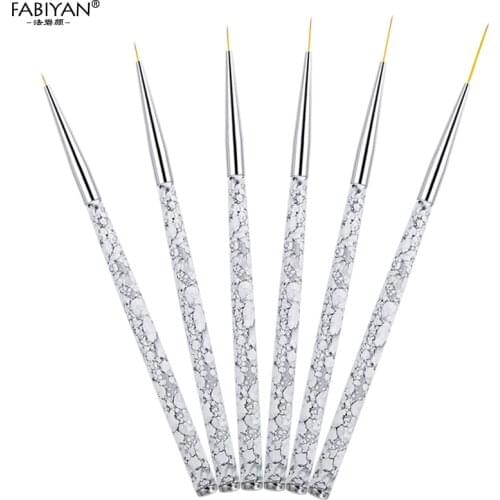 5/7/9mm Nail Art Line Painting Drawing Flower Pen Brush Marble Pattern Aluminium Handle Gel Polish Manicure Tool 3Pcs 11/15/20mm