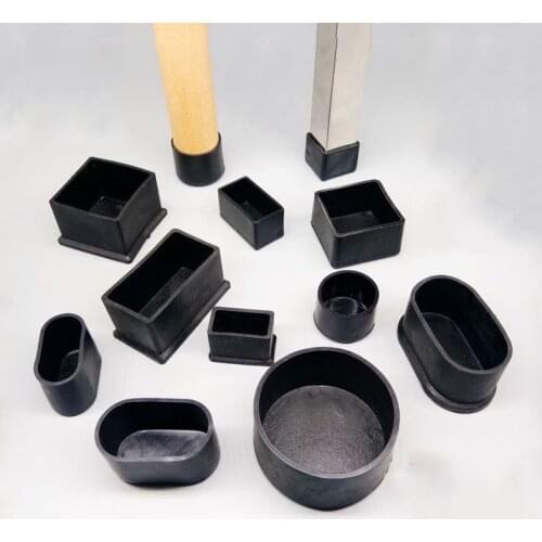 4Pcs Black Silicon Rubber Pipe End Blanking Caps Tube Insert Stoppers Table Chair Legs Protector