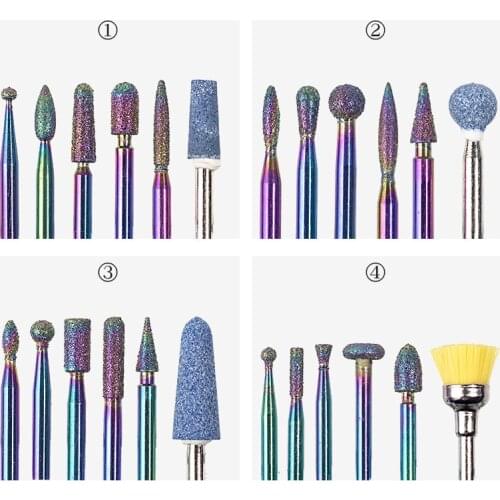 6pcs/set Nail Art Grinding Drill Bit 3/32 inch Electric Polishing Rotary Manicure Pedicure Drill Bit Clean Cuticle Tool