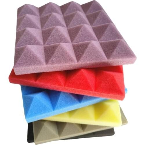 48Pcs 10x10x2" Studio Acoustic Soundproof Foam Pyramid Sound Absorption Treatment Panel Tile Protective Sponge 7 Color Panel