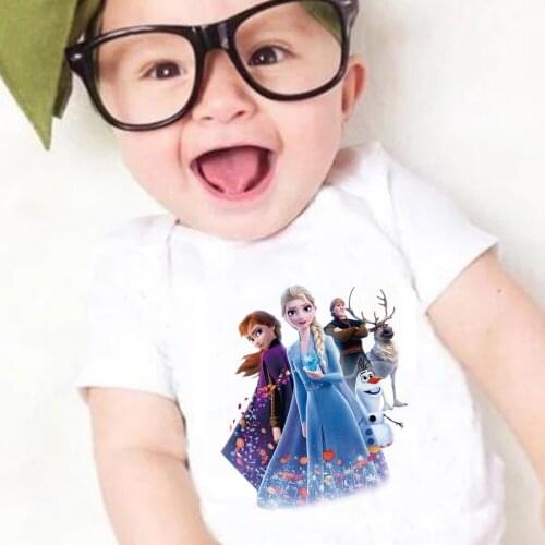 Newborn Bodysuit Baby Rompers Short Sleeve Cartoon Casual 3D Frozen II Elsa Anna Clothes Infant Jumpsuit High Quality