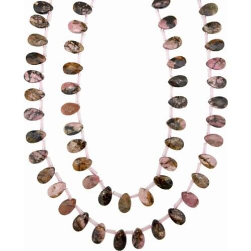 8 X12mm Natural Black Line Rhodonite Rhodochrosite Beads Stone Teardrop Faceted Jewelry Making Gemstone Unique Cure Romance