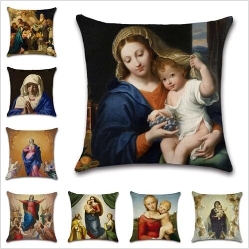 Blessed Virgin Mary Christianity art Cushion Cover decorative Home sofa chair car seat friend kids living room gift pillowcase