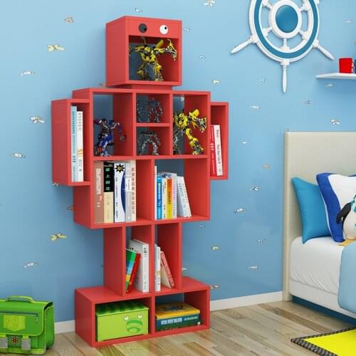 Childrens Robot Bookshelf Toy Storage Cabinet Modern Minimalist Color Childrens Bookcase Creative Kindergarten Shelf