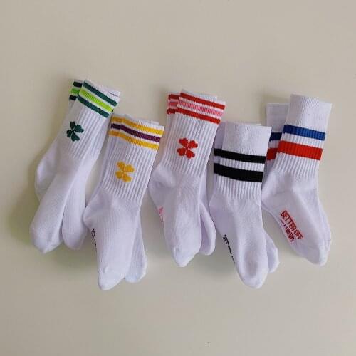 Kids Cotton Knee High Socks With Inscriptions Spring Summer Toddler Children Girls Boys White School Long Sock Baby Accessories