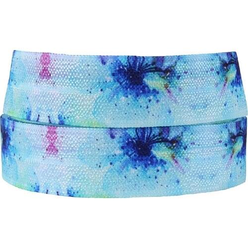 FLRA Elastic(100yards/lot) New cheap watercolor blue floral fold over elastic