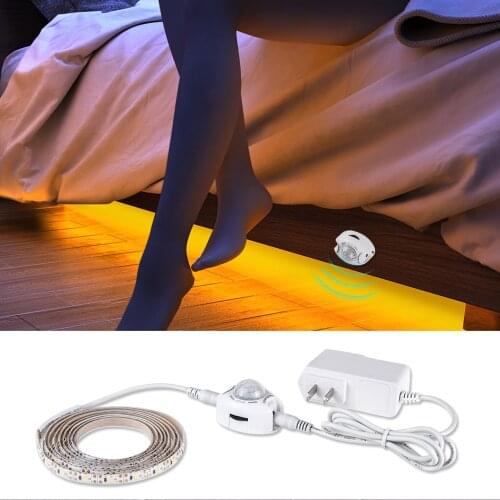 1m 2m 3m 4m 5m LED Under Cabinet Light with PIR Motion Sensor 12V Under Bed Light Kitchen Lamp Wardrobe Closet Night Lighting