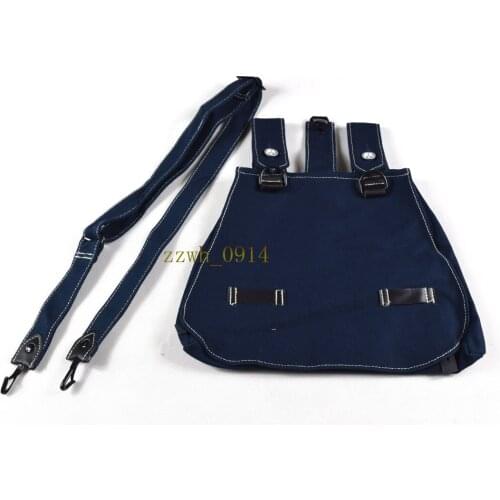 WW2 WWII GERMAN ARMY CANVAS BREAD BAG WITH SHOULDER STRAP Blue Replica Military War Reenactments