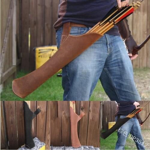 Arrow Quiver in Black Color Shoulder-back Design Made of Pure Leather for Archery Hunting Shooting