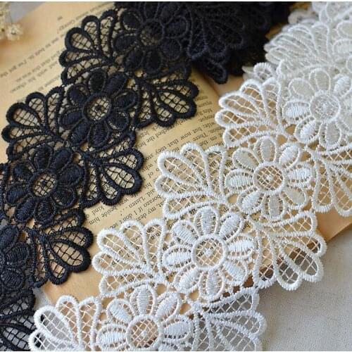1 Meter Handmade DIY Craft Accessories Embroidery Lace Fabrics Curtains Sofa Sewing Black White Lace Trim