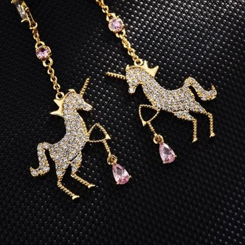LISM new net celebrity with copper inlaid zircon pony shape ladies high-end earrings high-end accessories fashion jewelry