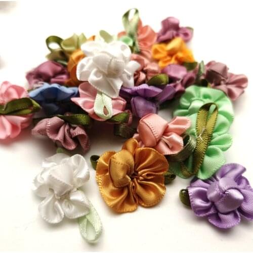 Mix colorful 20pcs Ribbon Flower carnation Appliques sewing/craft/wedding bow