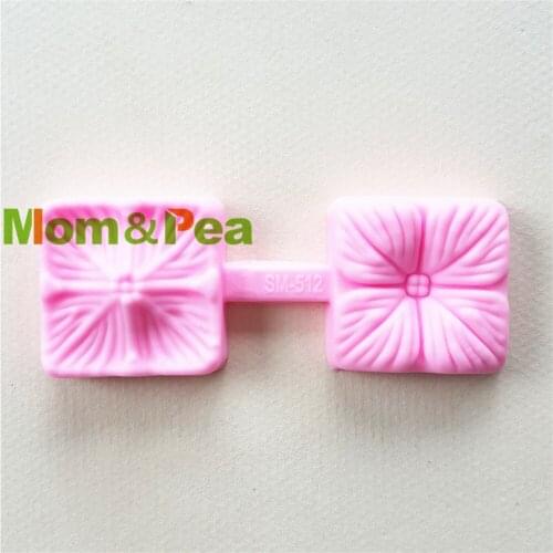 Mom&Pea 1153 Free Shipping Square Flower Shaped Press Silicone Mold Cake Decoration Fondant Cake 3D Mold Food Grade Pink