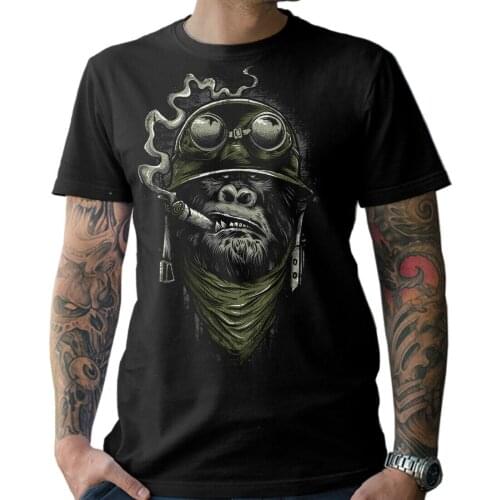 Motorcycle Chopper Bobber Monkey Biker Gorilla Motorcyclist T-Shirt. Summer Cotton Short Sleeve O-Neck Mens T Shirt New S-3XL