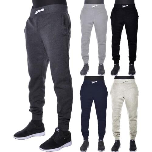 Mens Sports Pants Casual Style Fitness Pants Winter Fleece Drawstring Pants Small Feets Trousers Full Length