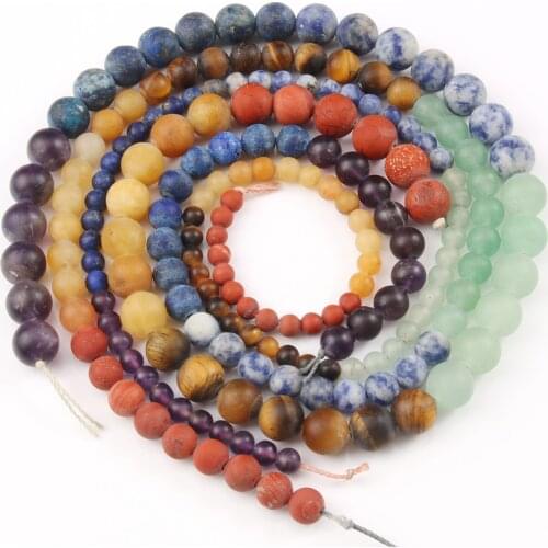 Natural Matte 7 Chakra Beads Round Loose Stone Beads for Jewelry Making DIY Yoga Bracelet Healing Energy Beaded Jewelry 15