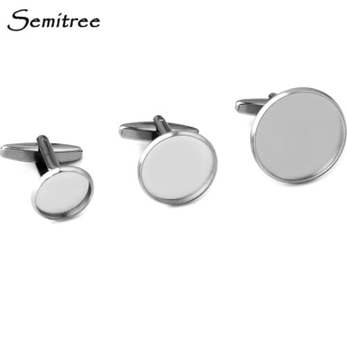 Semitree 10Pcs Stainless Steel French Cufflinks Base Blank Tray Cabochon Cameo Setting DIY Jewelry Accessories 12mm 14mm 20mm