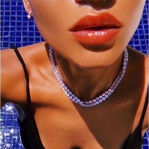 74cm Flash Summer Rhinestone Necklace Simple Bohemia O chain Chokers Copper jewelry Necklace women long Charm Party