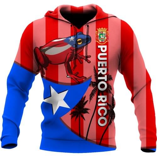 Puerto Rico Frog 3D Printed Hoodie Man Women Harajuku Outwear Zipper Pullover Sweatshirt Casual Unisex Jacket Tracksuit K723
