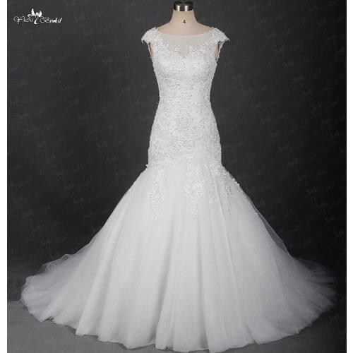 RSW1376 Yiaibridal Real Job Photos Cap Sleeves Beaded Trumpet Wedding Dress Mermaid