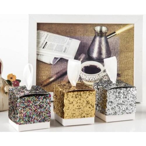 Silver/Gold Glitter Chocolate Candy Gift Boxes Wedding Favors Gifts Packaging Party Supplies LX1528