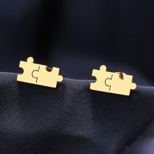 Stainless Steel Earrings Cartoon Puzzle Fashion Stud Earrings Classic Simple Earrings For Women 2021 Jewelry Wedding Party Gifts