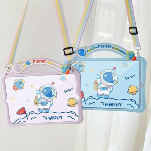 Cute Cartoon Kids Cover For For iPad 7th 8th 10.2 6th 5th Pro 9.7 10.5 11 Mini 5 Air 1 2 3 4 10.9 Case Silicon Stand Shell+Strap