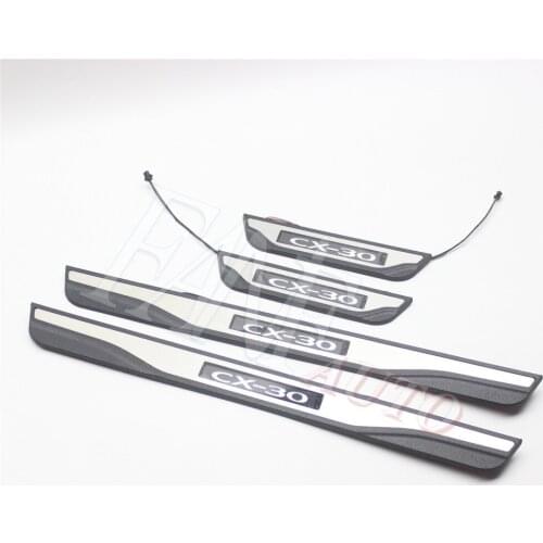 Car Styling Stainless Steel Led Door Sill Scuff Plate Guard Sills Protector Trim For Mazda CX-30 CX30 2019 2020 2021