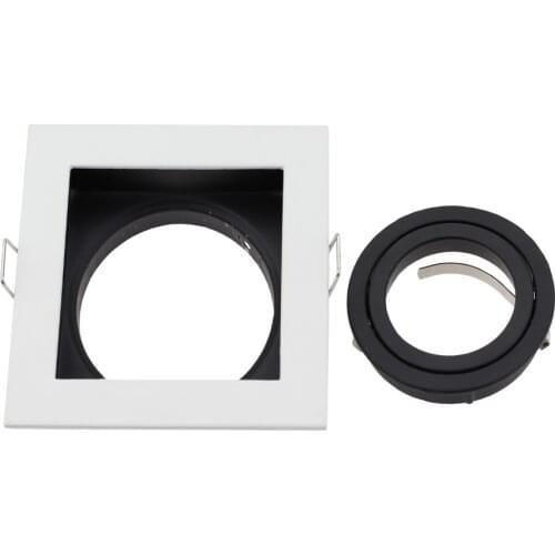 New Design LED Ceiling Spot Downlight Fixture Square White Recessed Adjustable Frame MR16 GU10 Bulb Fixture Holder Cutout 90mm