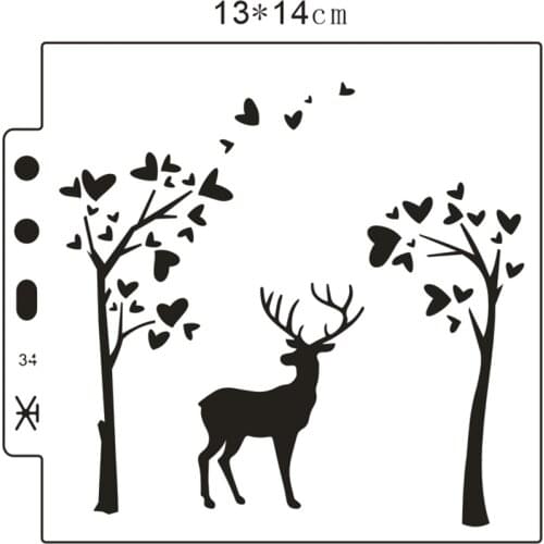 Deer forest 13*14cm scrapbook stencils spray plastic mold shield DIY cake hollow Embellishment printing lace ruler child toys