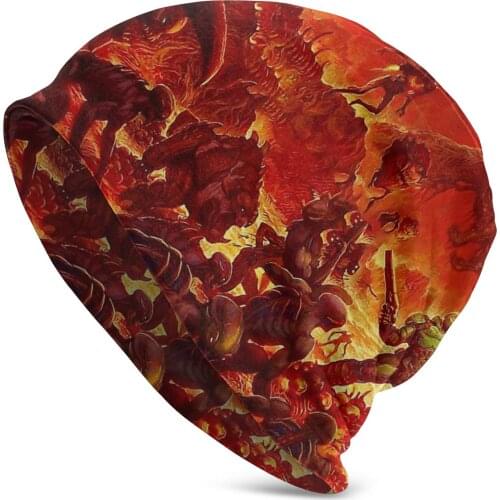 Doom Eternal First-Person Shooter Games Skullies Beanies Doom Wallpaper Knitting Hat Winter Warm Bonnet Hats Hip Hop Ski Cap