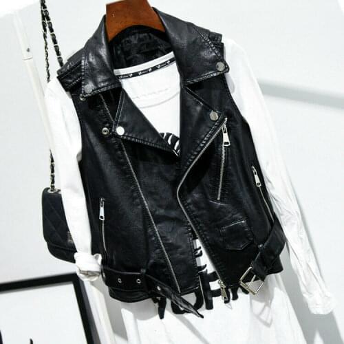 Vintage Ladies Coats Faux Leather Waistcoat Slim Sleeveless Jacket Lapel Personality Street Trendsetters 2020 Hot