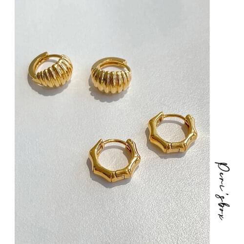 PerisBox 2 Designs Small Size Crossiant Earrings Bamboo Geometric Earrings for Women Twisted Minimalist Hoop Earrings 2020 Hot