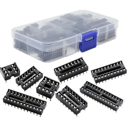 WSFS Hot 66Pcs/Lot DIP IC Sockets Adaptor Solder Type Socket Kit 6,8,14,16,18,20,24,28 Pin for arduino PCB Diy Kit