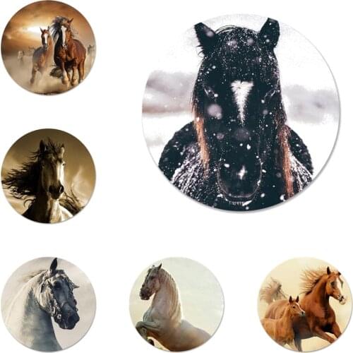 Horse Animal Running Printed Icons Pins Badge Decoration Brooches Metal Badges For Backpack Decoration 58mm