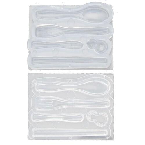 1 Set Mini Chopsticks Spoons Forks Resin Silicone Mold Epoxy Resin Jewelry Tools