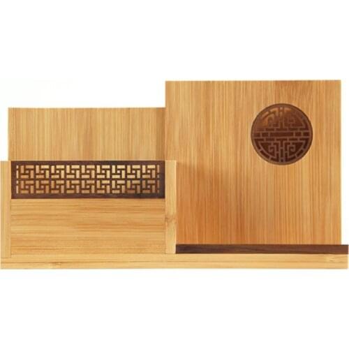 1 Item Multifunction Wooden Bamboo Pen Holder Desktop Storage Box Retro Cosmetic Holder Creative Office Accessories
